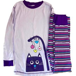 Kirkland Signature organic pajamas PJs purple cat size 10